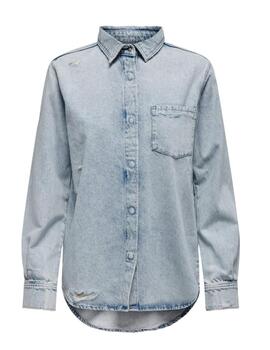 Camisa Only Vanilla denim rotos azul claro para mujer