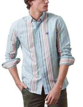 Camisa Altonadock rayas manga larga de lino para hombre