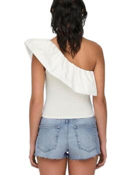 Top crop Only Soffy volante blanco de mujer