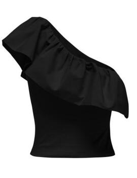 Top crop Only Soffy volante negro de mujer