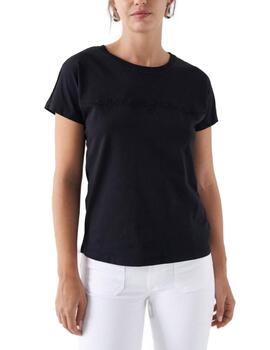 Camiseta Salsa negra logo trenzado manga corta de mujer