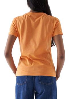 Camiseta Salsa naranja con cuentas manga corta de mujer