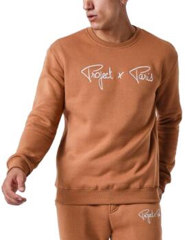 Sudadera ProjectxParis camel logo blanco sin capucha unisex