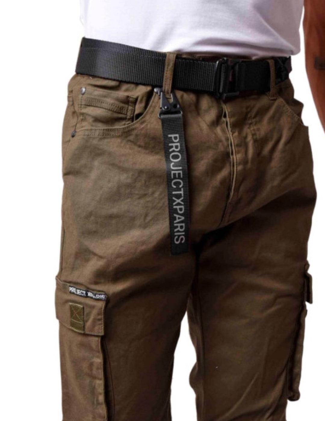 Pantalón ProjectxParis cargo kaki con velcro para hombre