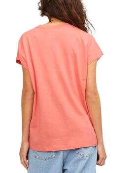 Camiseta JJXX Astrid coral manga corta para mujer