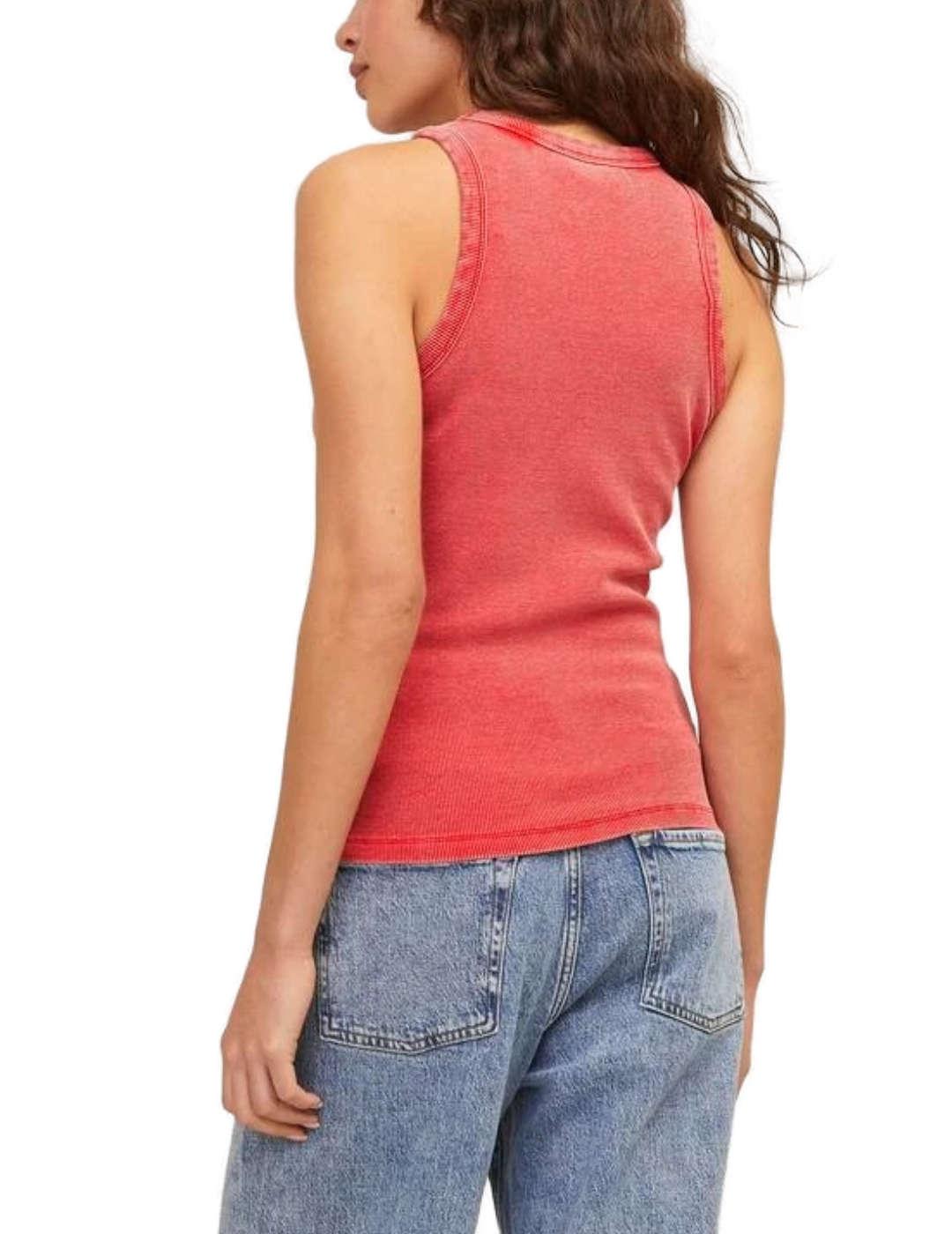 Camiseta JJXX Forest rojo tirantes ajustada para mujer