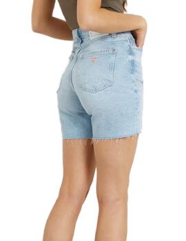 Short Guess 80'S denim azul claro relaxed para mujer