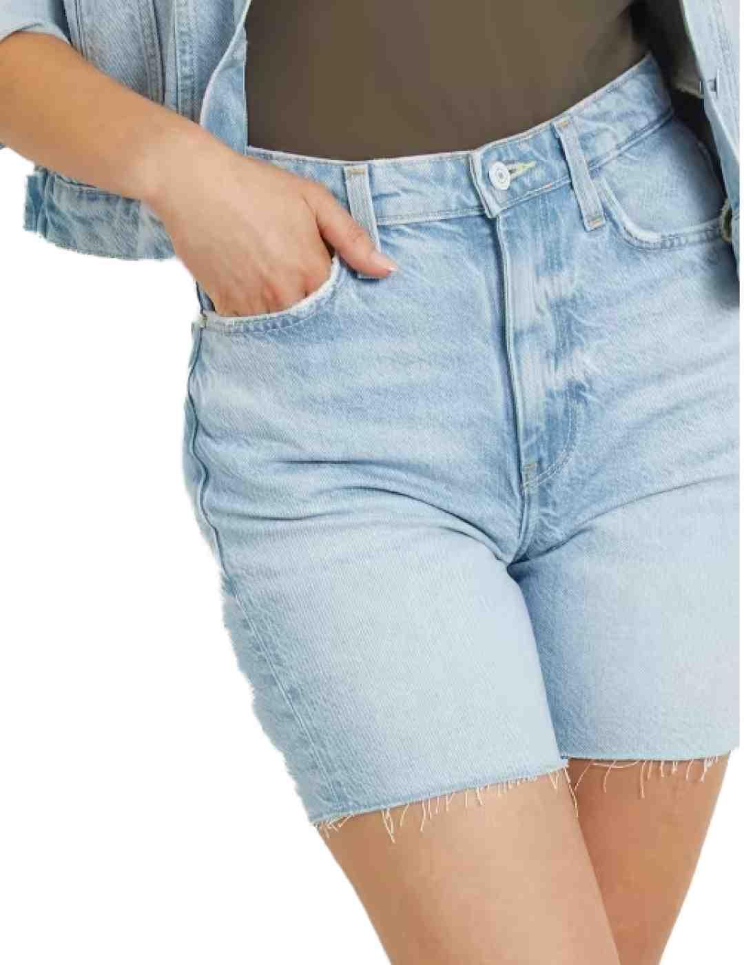 Short Guess 80'S denim azul claro relaxed para mujer