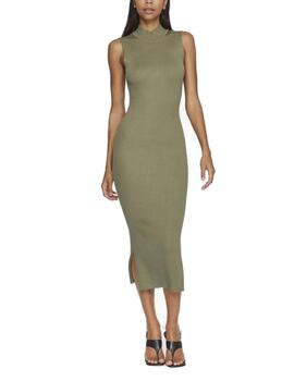 Vestido midi Vila Stylie verde militar de canalé para mujer