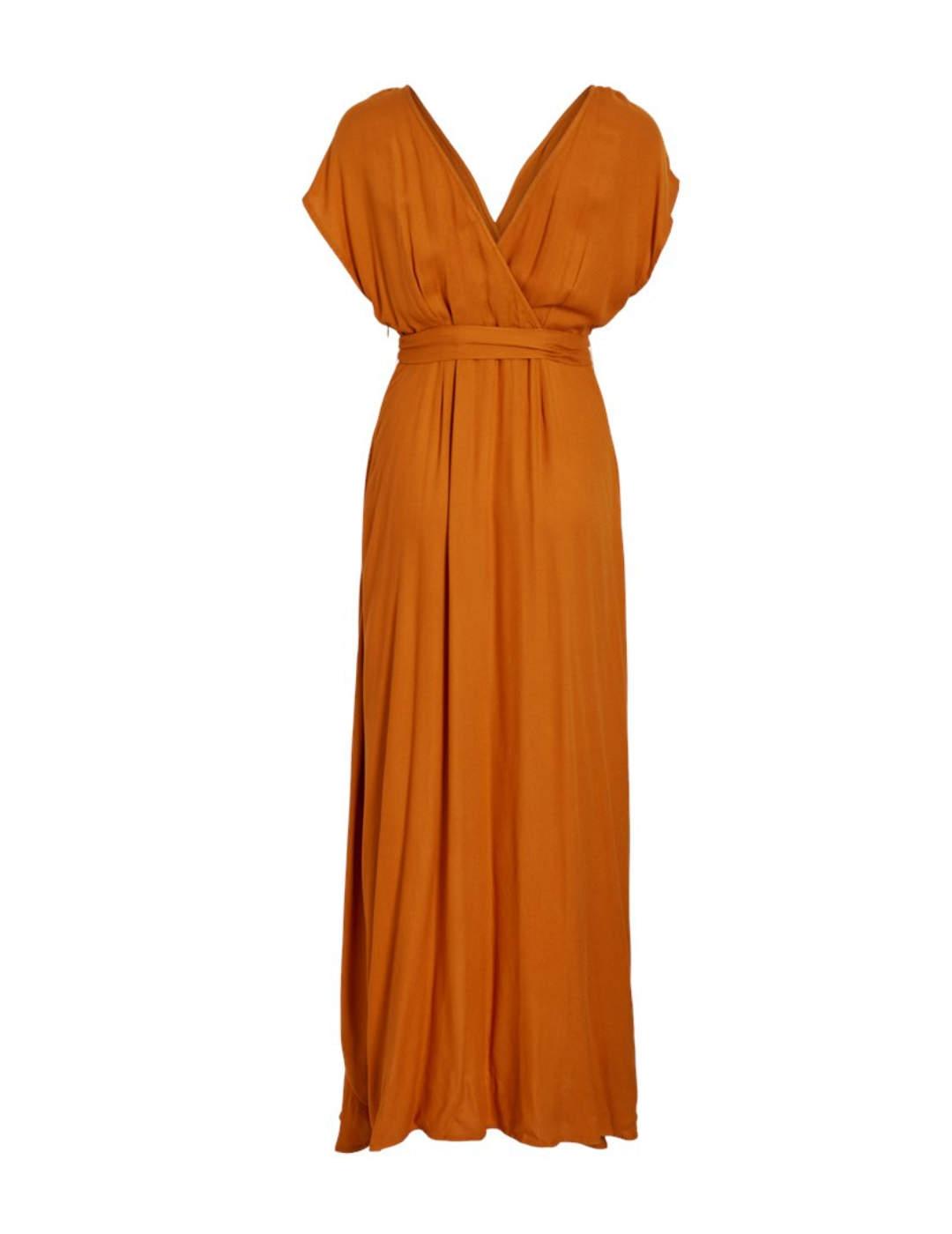 Vestido midi Vila Henrisse naranja volantes para mujer