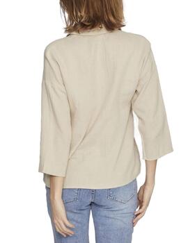 Camisa Vila Ania beige manga 3/4  Regular para mujer