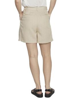 Short Vila Flea beige tiro alto Regular para mujer