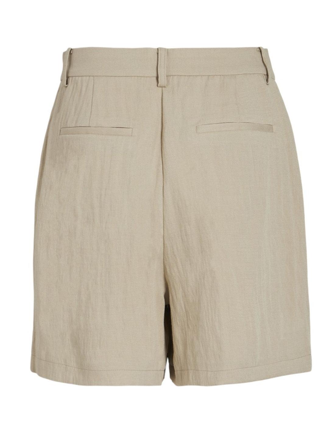 Short Vila Flea beige tiro alto Regular para mujer