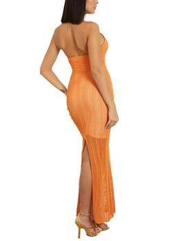 Vestido largo Guess Sophie naranja de punto para mujer