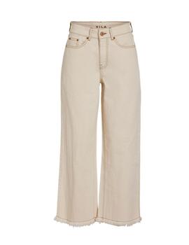 Pantalón vaquero Vila Cara beige cropped para mujer