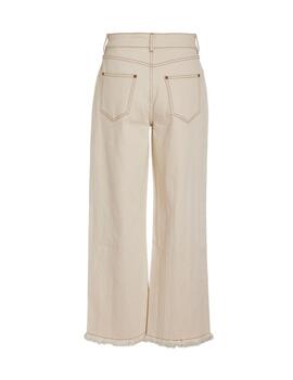 Pantalón vaquero Vila Cara beige cropped para mujer