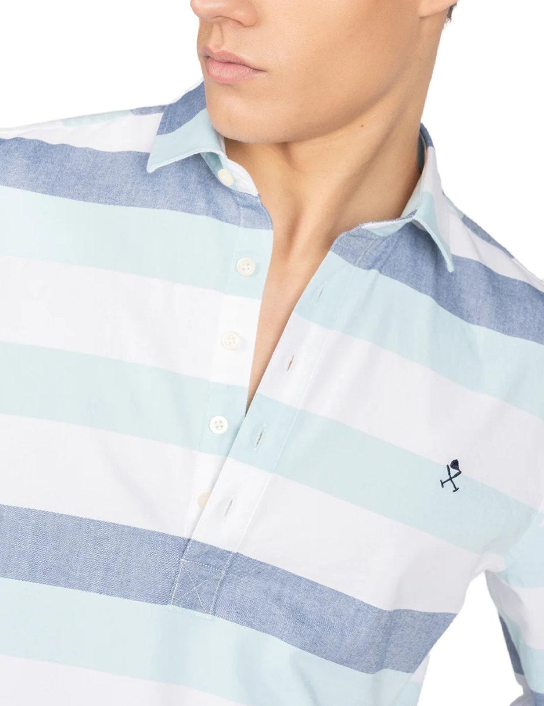 Camisa polera Harper&Neyer Santa monica azul rayas de hombre