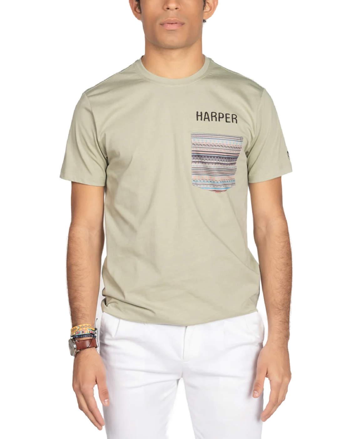 Camiseta Harper&Neyer Pocket verde manga corta para hombre