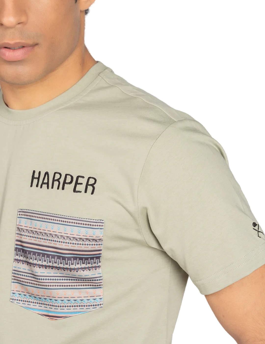 Camiseta Harper&Neyer Pocket verde manga corta para hombre