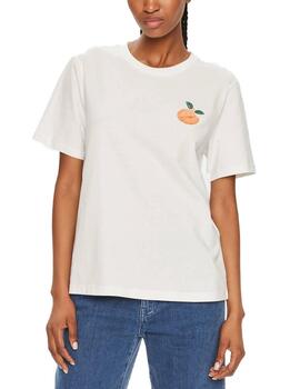 Camiseta Vila Bil blanca letra Orange manga corta de mujer