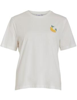 Camiseta Vila Bil blanca letra Lemon manga corta para mujer