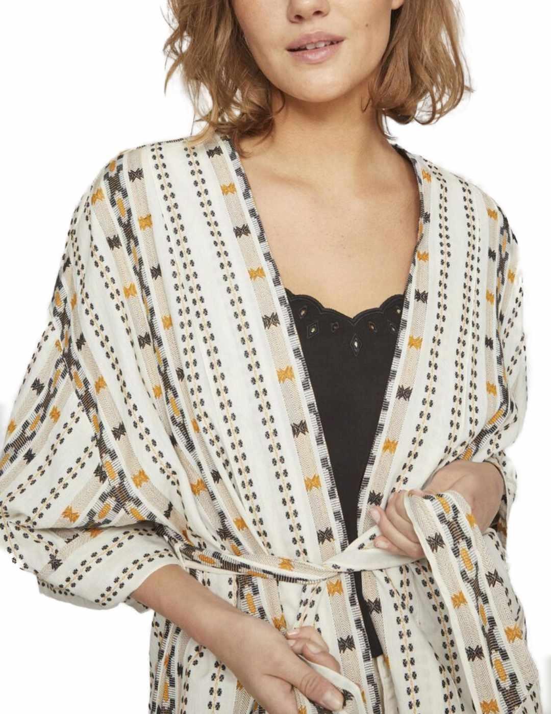 Kimono Vila Senso estampado con cinturón ajustable de mujer