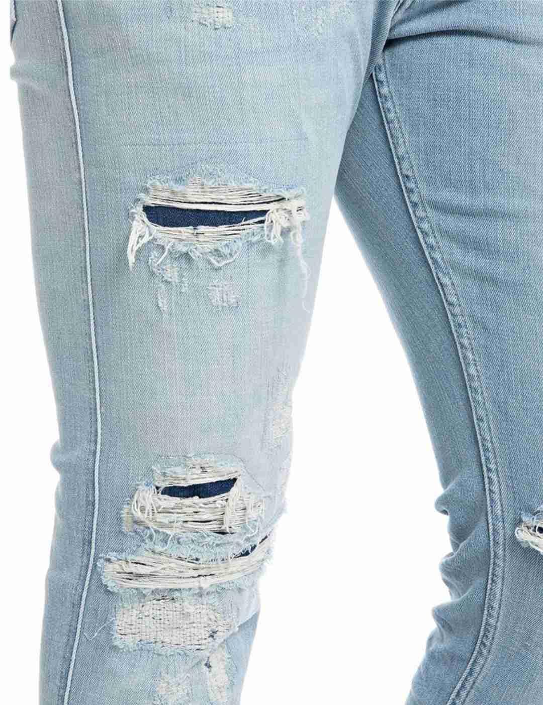 Pantalón vaquero Replay Ambass azul claro rotos para hombre