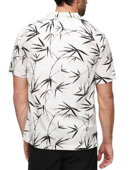 Camisa Superdry beach blanca negra manga corta de hombre