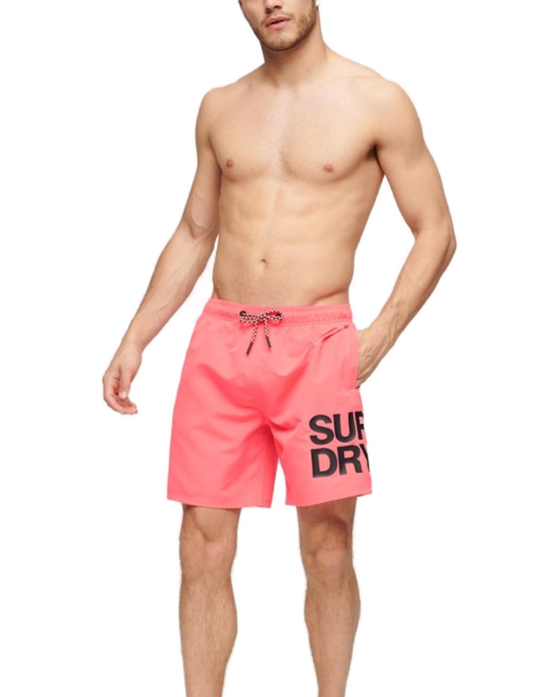 Bañador Superdry coral logo regular para hombre