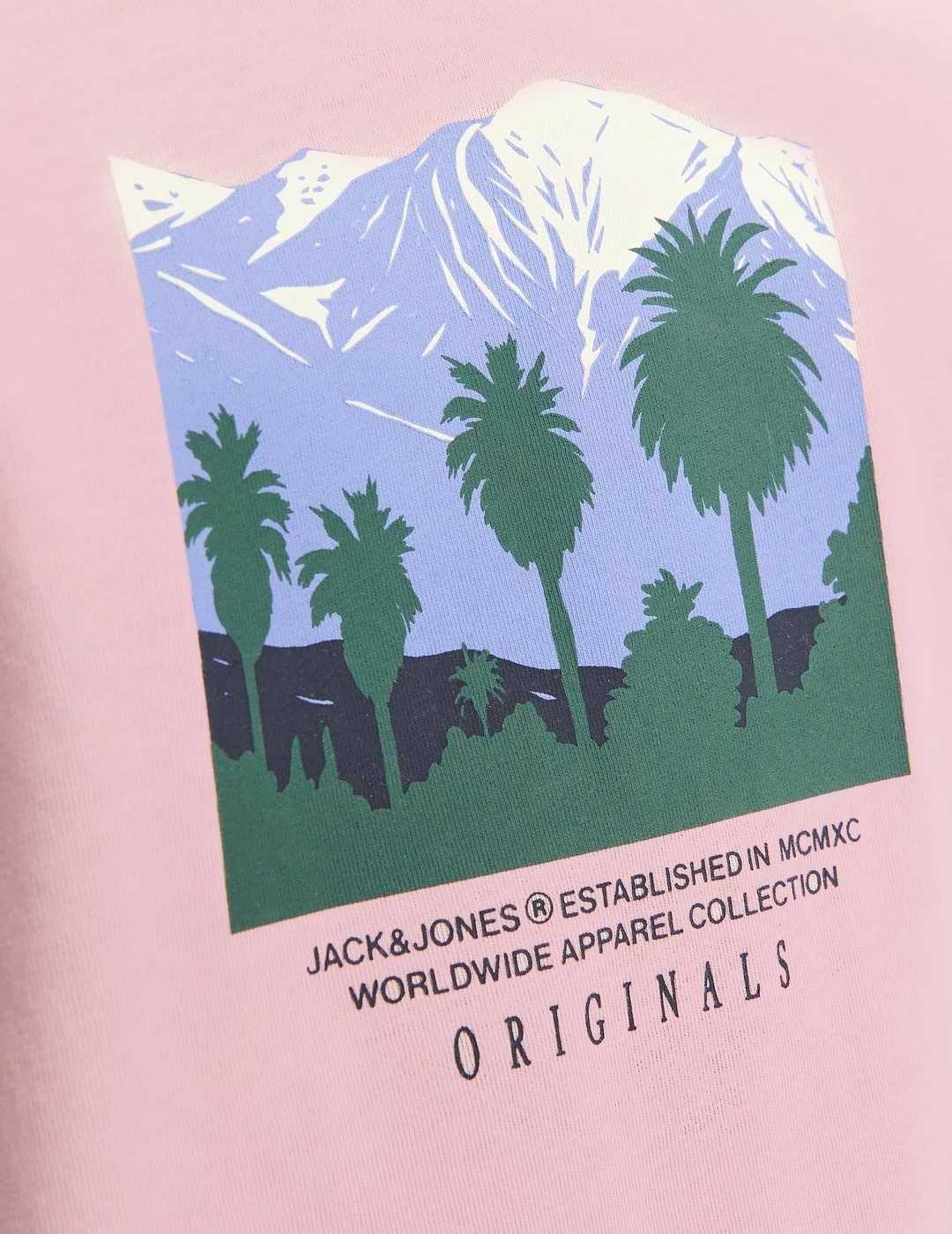 Camiseta Jack&Jones Lucca rosa manga corta para hombre