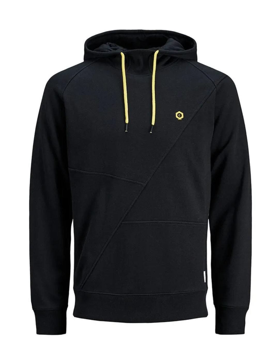 Sudadera Jack&Jones Epinn negra con capucha para hombre