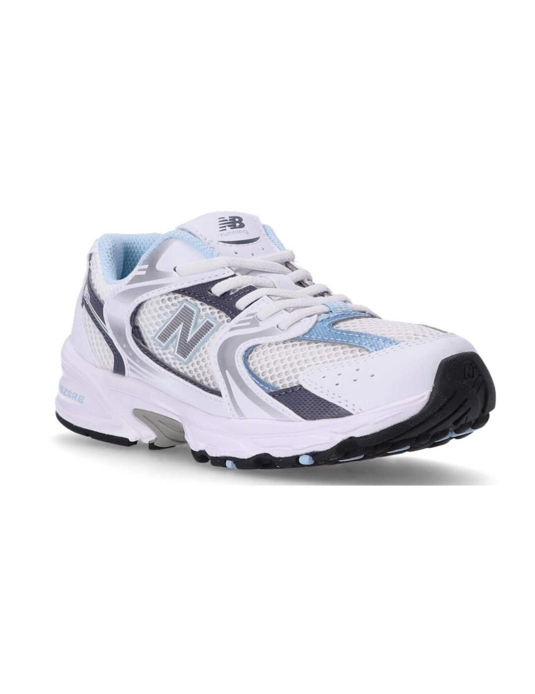 Zapatillas New Balance 530 blanco y azul cordones unisex