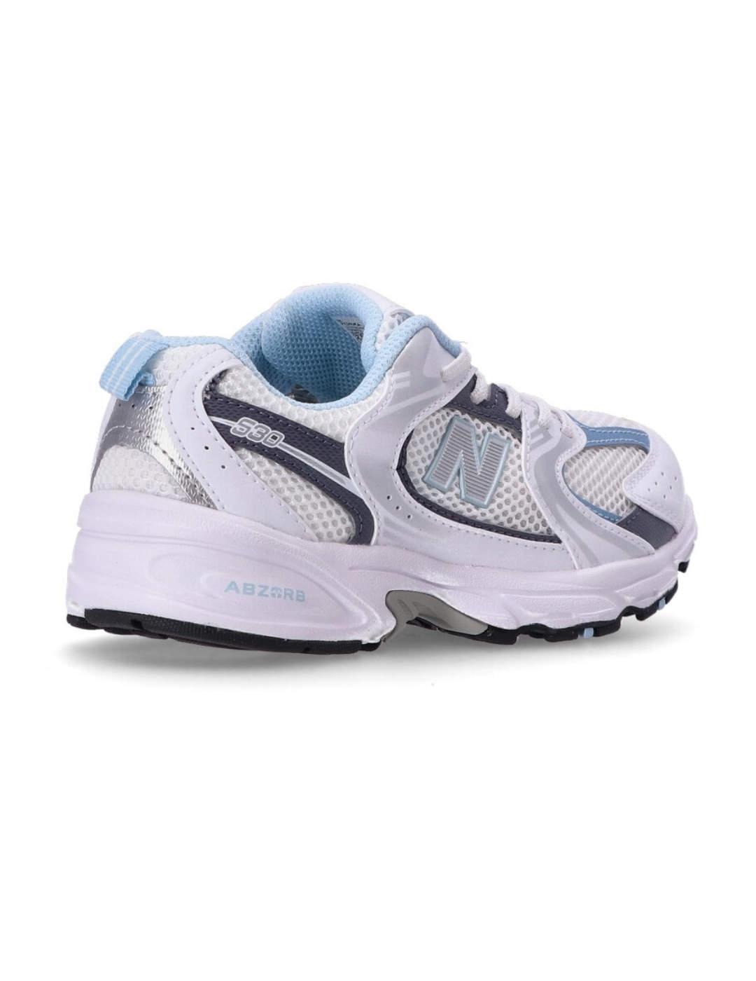 Zapatillas New Balance 530 blanco y azul cordones unisex