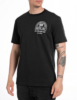 Camiseta Replay negra tigre manga corta para hombre