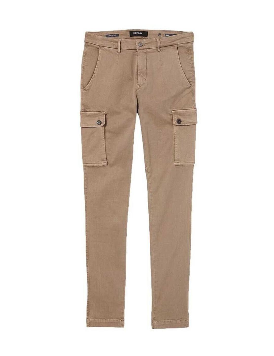 Pantalón Replay Jaan beige cargo slim fit para hombre