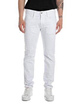 Pantalón vaquero Replay Ambass blanco rotos para hombre