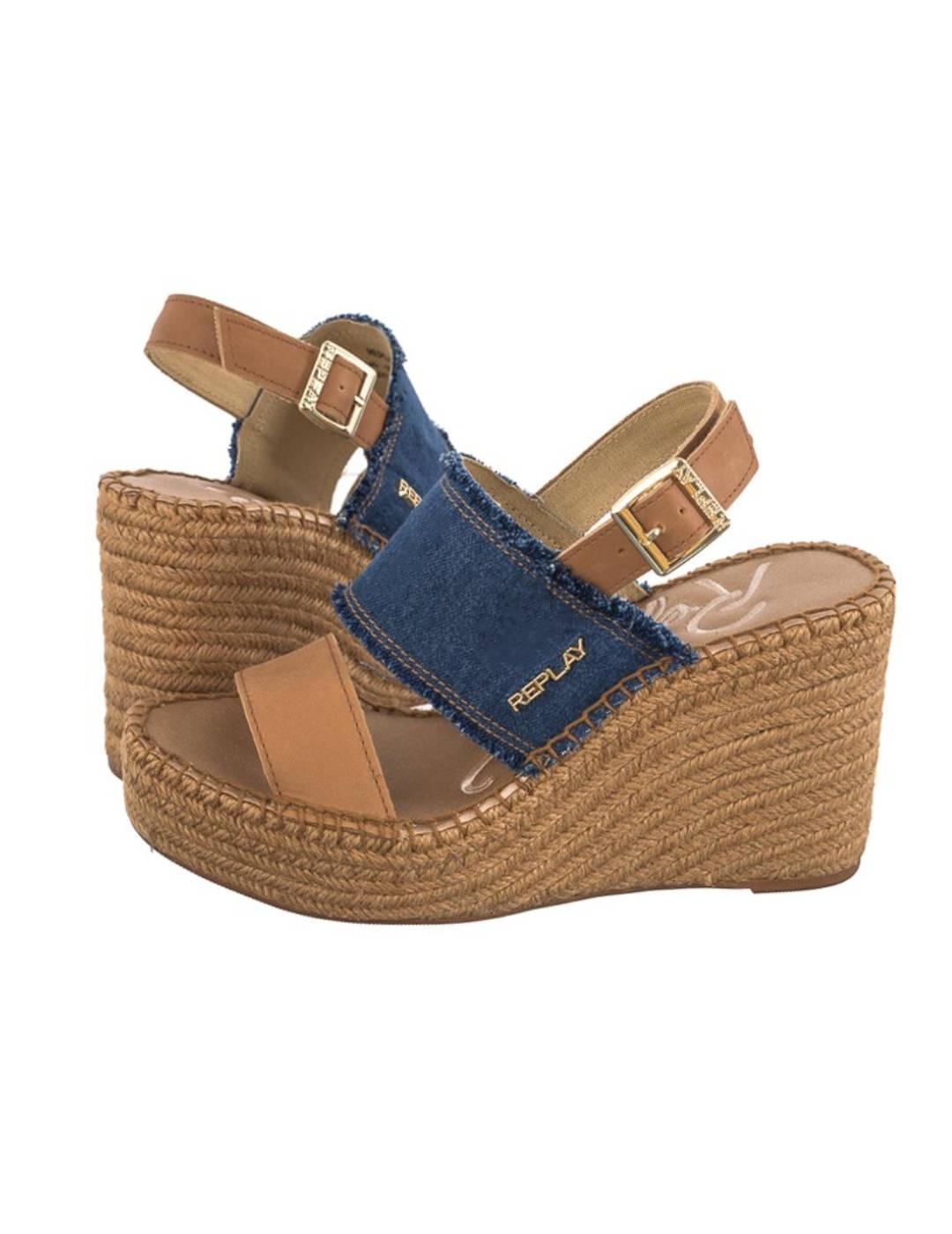 Cuña Replay Jess Band denim azul para mujer