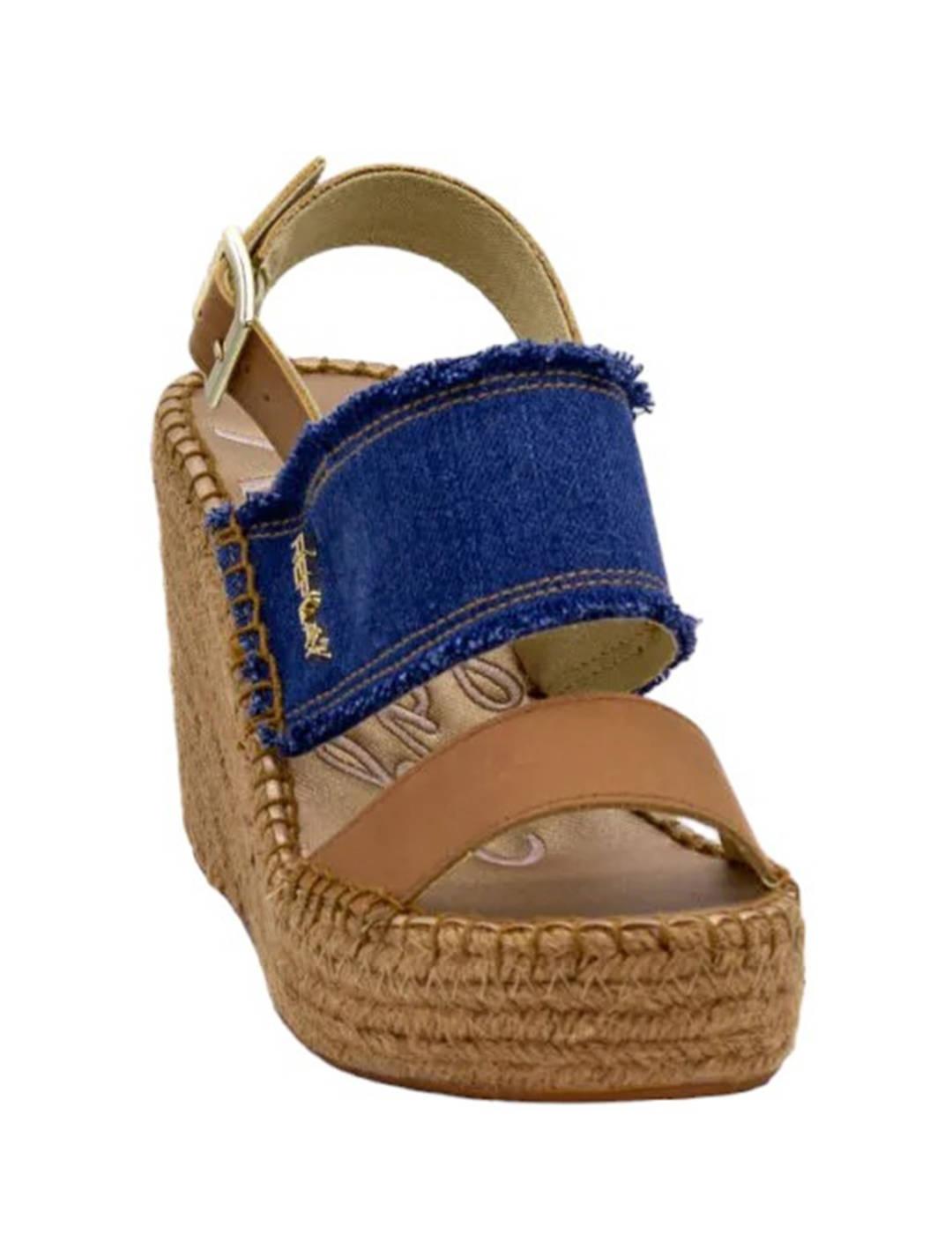 Cuña Replay Jess Band denim azul para mujer