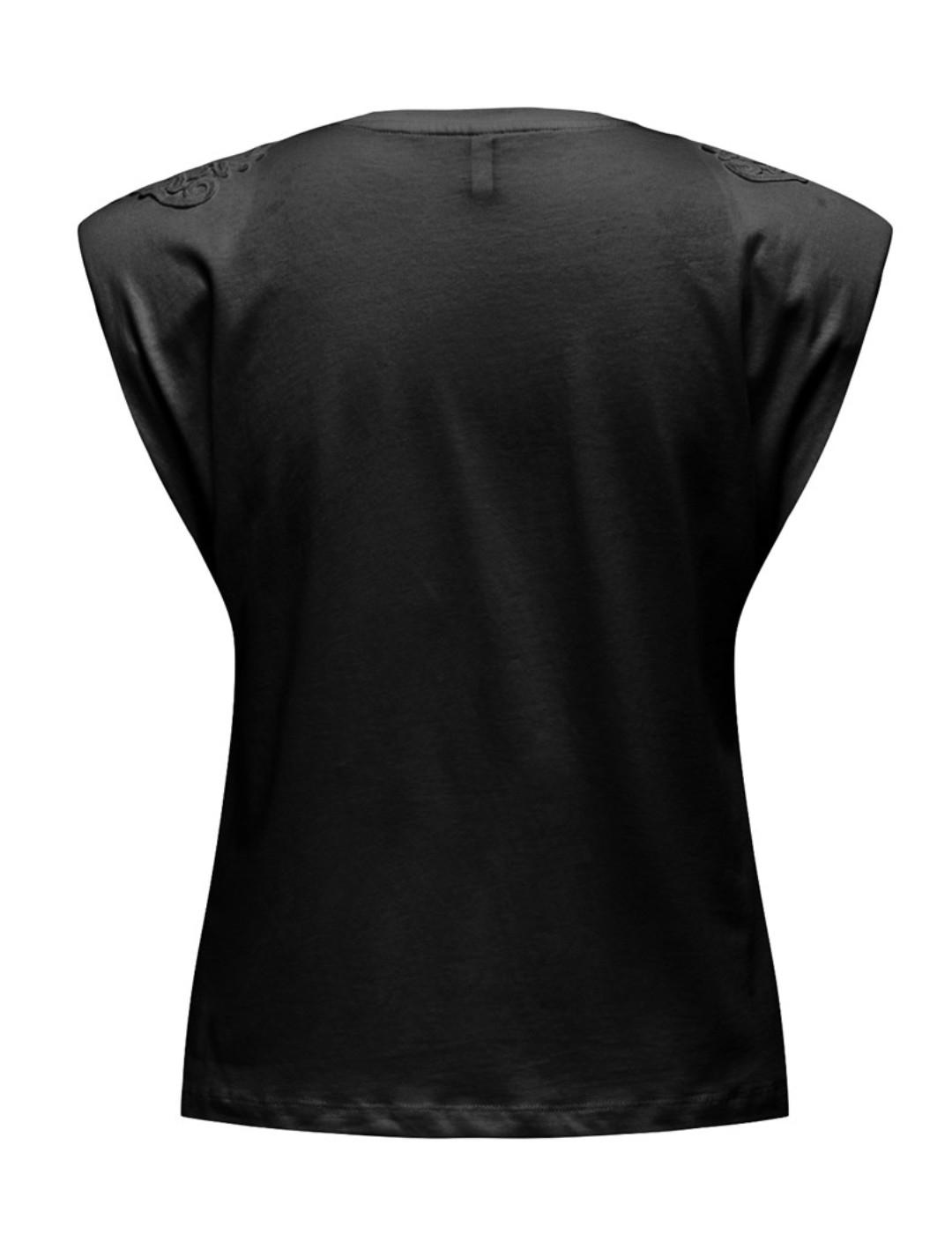 Camiseta Only Henrietta negro manga sisa para mujer