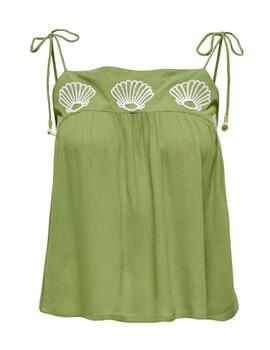 Top Only Noell verde tirantes finos para mujer