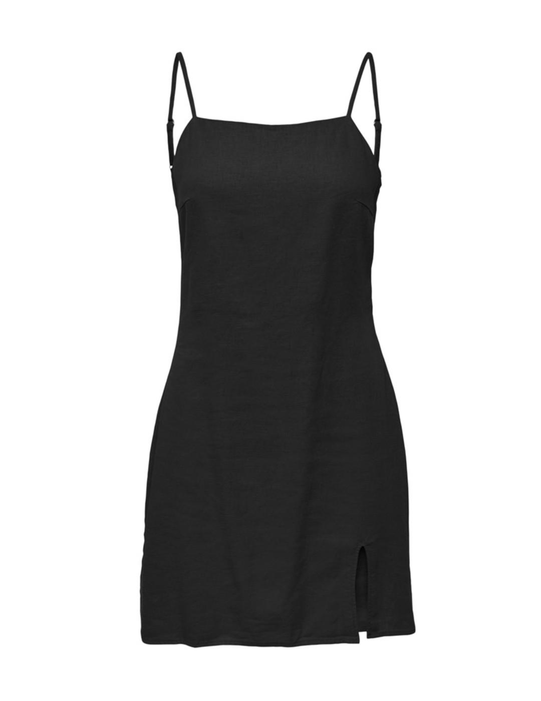 Vestido Only Caro corto negro de lino para mujer