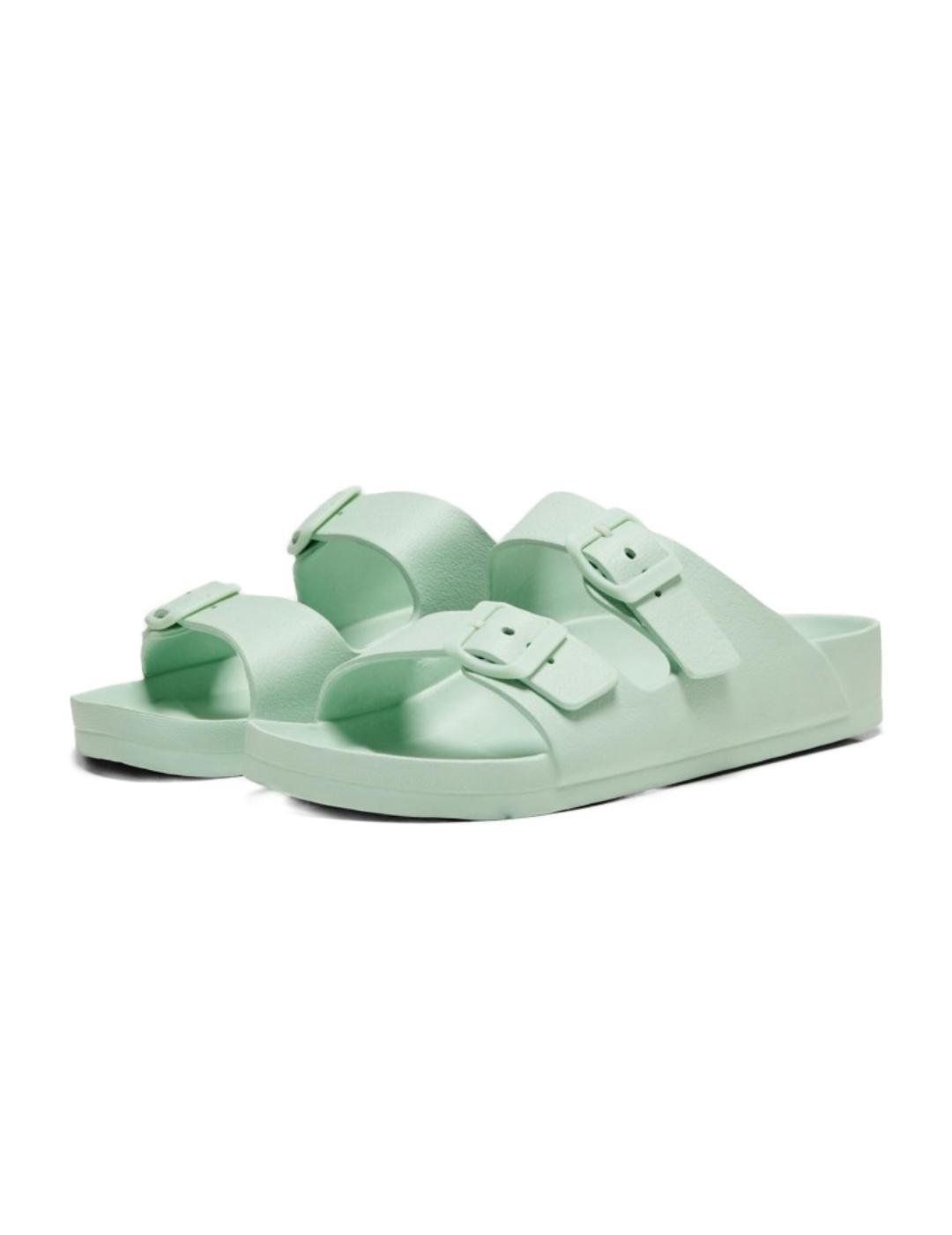 Chanclas Only Cristy verde agua doble tira para mujer