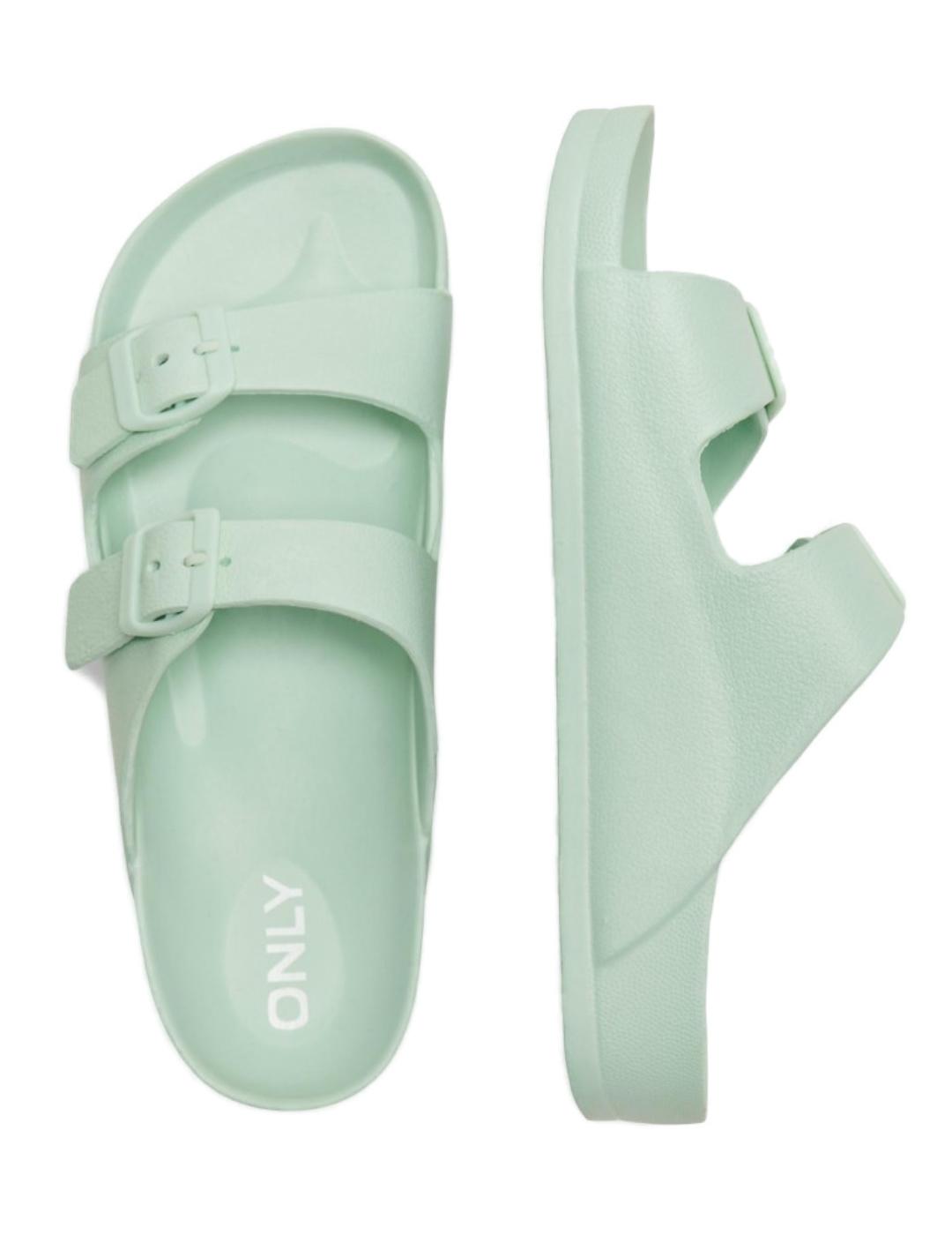 Chanclas Only Cristy verde agua doble tira para mujer