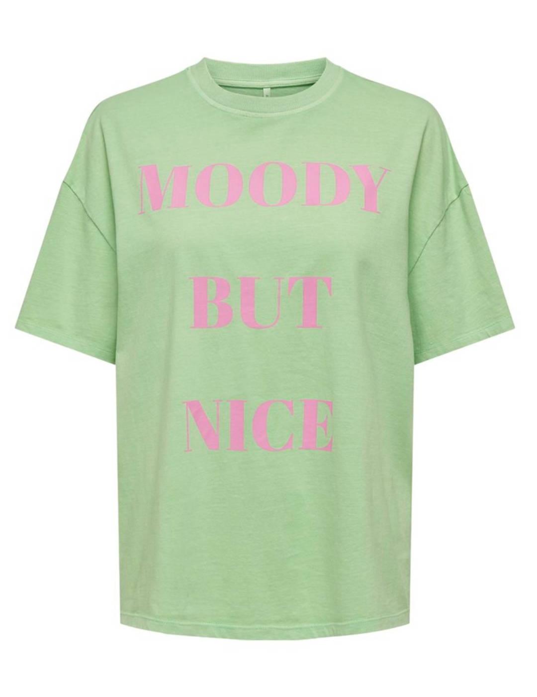 Camiseta Only Rilly verde claro manga corta para mujer