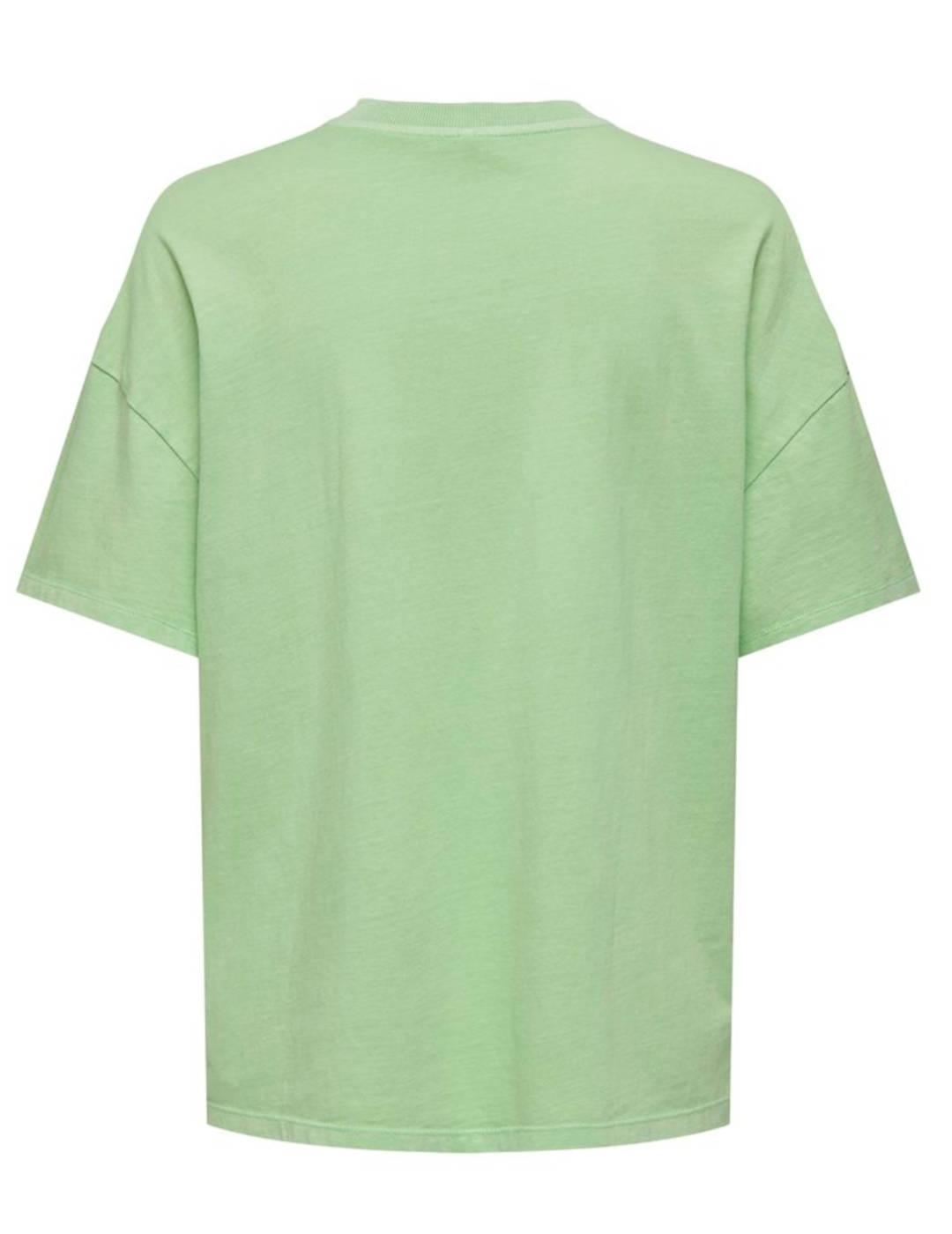 Camiseta Only Rilly verde claro manga corta para mujer