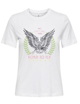 Camiseta Only Henny blanco manga corta para mujer