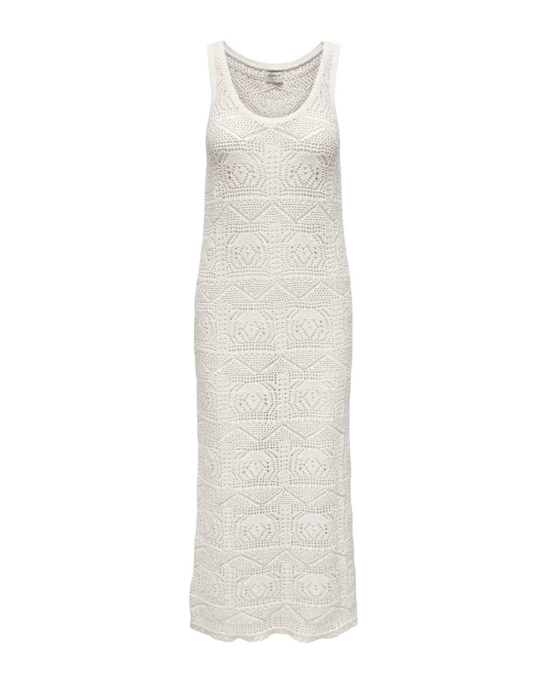 Vestido largo Only Beach crochet beige de mujer