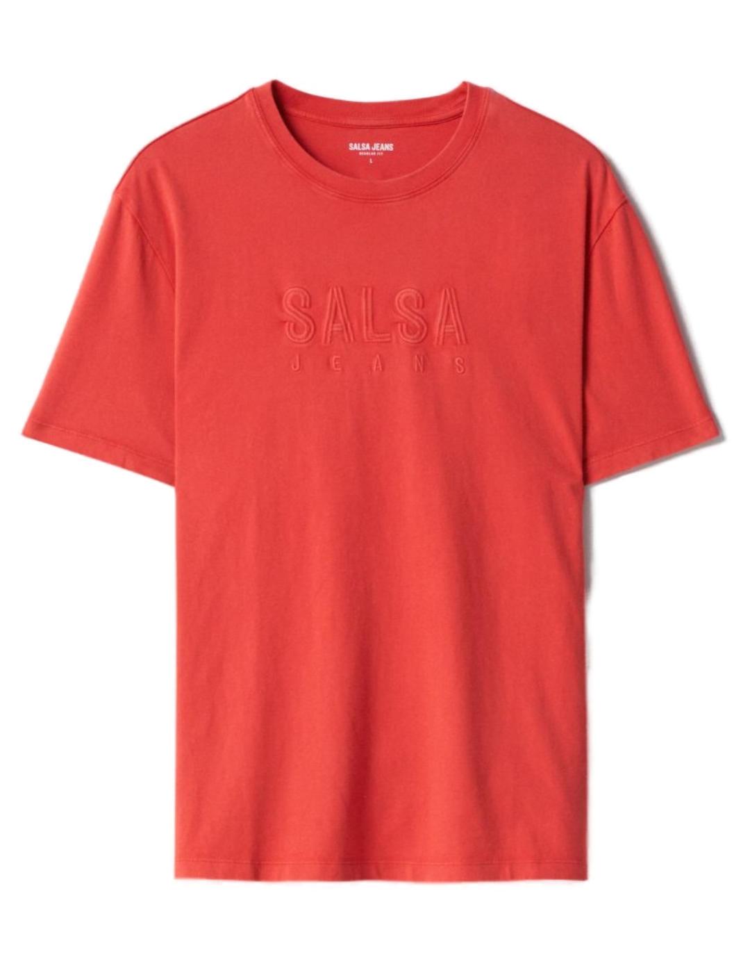 Camiseta Salsa coral con logo manga corta para hombre