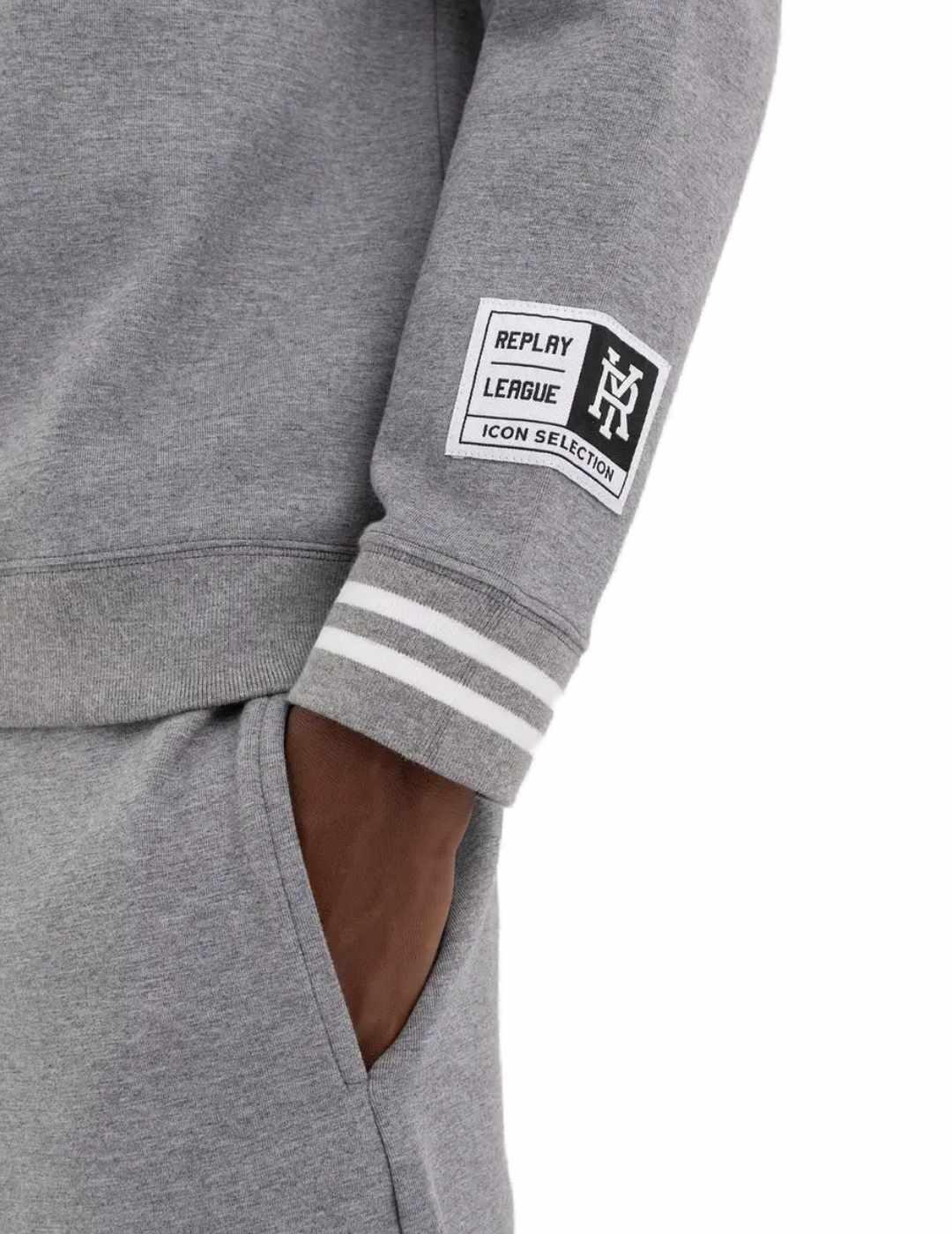 Sudadera Replay gris logo negro sin capucha para hombre