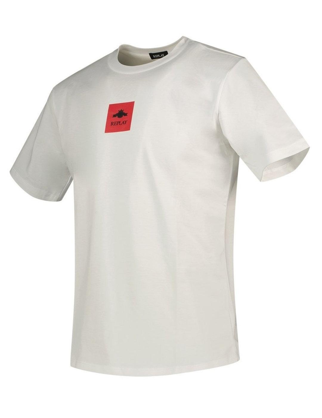 Camiseta Replay blanca logo rojo manga corta para hombre